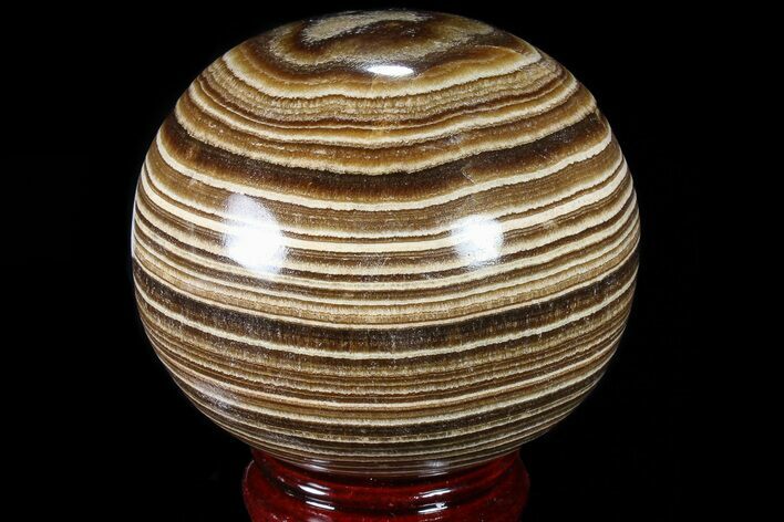 Polished, Banded Aragonite Sphere - Morocco #82294